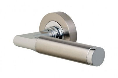 Door Handles Vision Designer Auriga Lever on Round Rose Polished Chrome & Satin Nickel 5204